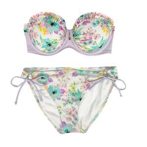 Victoria’s Secret Swim White Pastel Bikini 32D Top/M Bottom